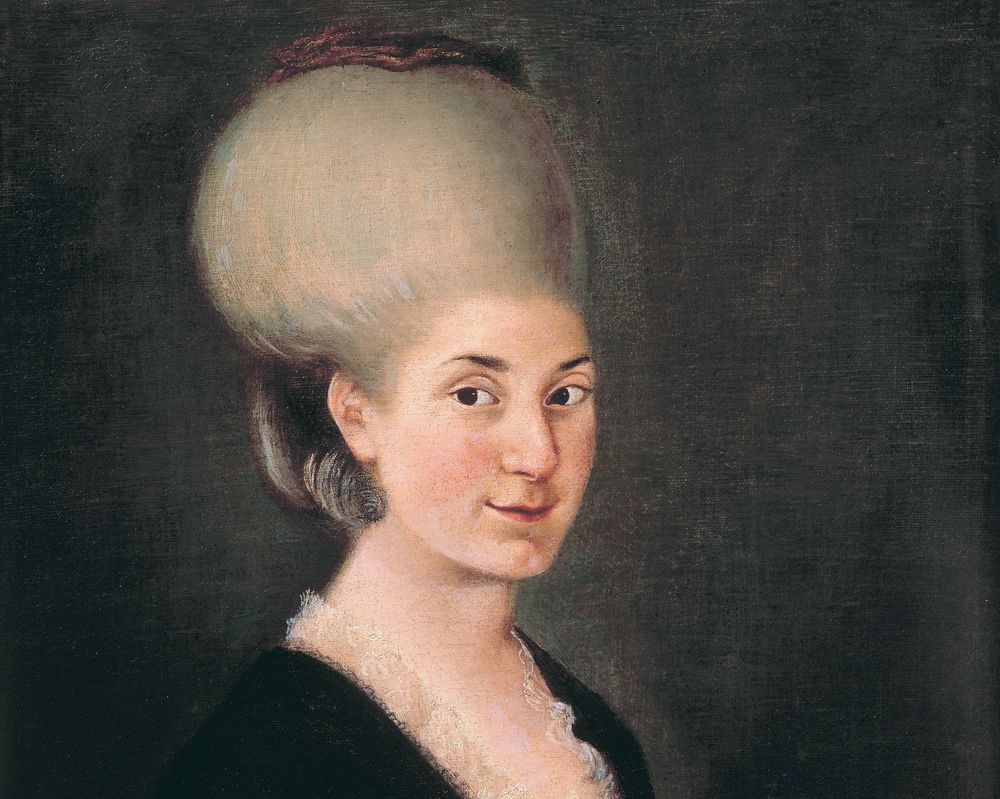 Ausschnitt von Ölgemälde von Maria Anna Mozart, um 1785